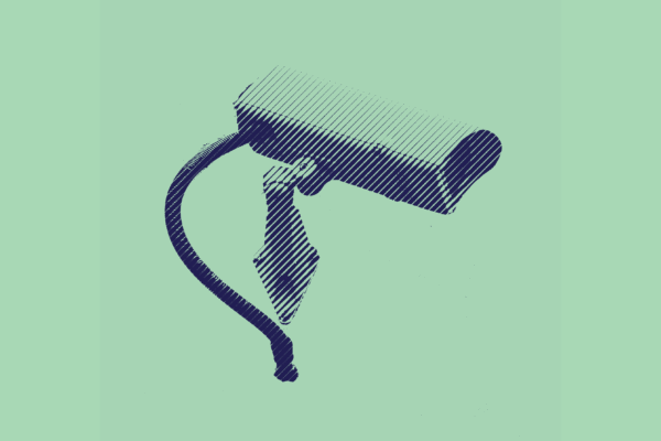 A surveillance camera on a green background