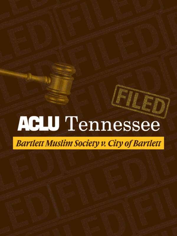 gavel hovering over logo with name of case underneath, filed stamp on top