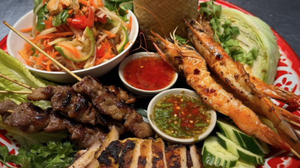 colorful image of international food dishes.