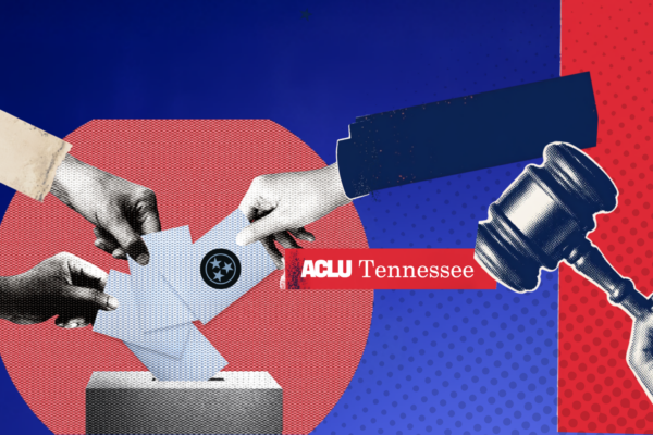 A collage of three hands placing a ballot in a voting box.